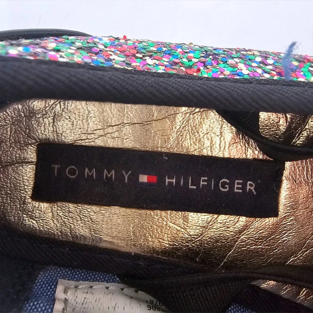Tommy Hilfiger Kayleigh Chunky‎ Glitter Ballet Flats Black Rainbow Toddler 5